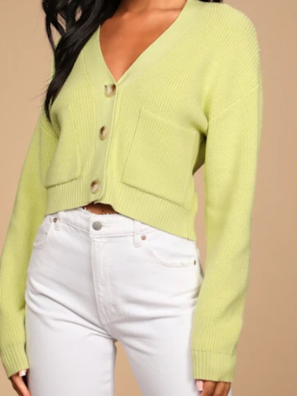 Lulus Fresh New Look Light Green Ribbed Knit Cardigan Sweater - Size M